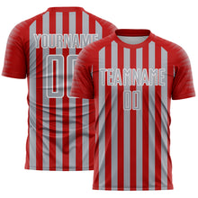 Charger l'image dans la galerie, Custom Red Gray-White Stripe Sports Sublimation Soccer Uniform Jersey