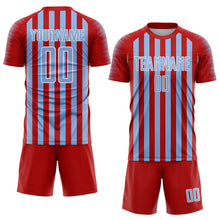Загрузить изображение в средство просмотра галереи, Custom Red Light Blue-White Stripe Sports Sublimation Soccer Uniform Jersey