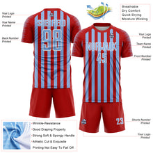 Загрузить изображение в средство просмотра галереи, Custom Red Light Blue-White Stripe Sports Sublimation Soccer Uniform Jersey