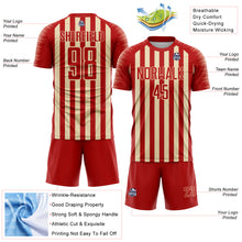 Загрузить изображение в средство просмотра галереи, Custom Red Cream Stripe Sports Sublimation Soccer Uniform Jersey