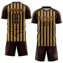 Загрузить изображение в средство просмотра галереи, Custom Brown Old Gold Stripe Sports Sublimation Soccer Uniform Jersey