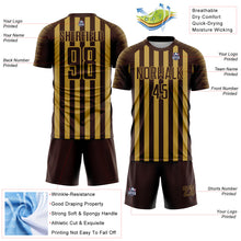 Загрузить изображение в средство просмотра галереи, Custom Brown Old Gold Stripe Sports Sublimation Soccer Uniform Jersey