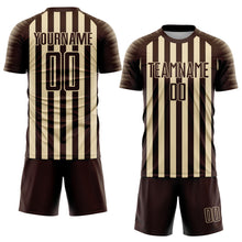 Загрузить изображение в средство просмотра галереи, Custom Brown Cream Stripe Sports Sublimation Soccer Uniform Jersey