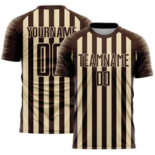 Загрузить изображение в средство просмотра галереи, Custom Brown Cream Stripe Sports Sublimation Soccer Uniform Jersey