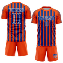 Laden Sie das Bild in den Galerie-Viewer, Custom Orange Royal-White Stripe Sports Sublimation Soccer Uniform Jersey