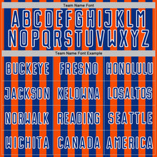 Laden Sie das Bild in den Galerie-Viewer, Custom Orange Royal-White Stripe Sports Sublimation Soccer Uniform Jersey