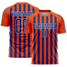 Laden Sie das Bild in den Galerie-Viewer, Custom Orange Royal-White Stripe Sports Sublimation Soccer Uniform Jersey