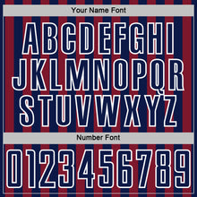 Laden Sie das Bild in den Galerie-Viewer, Custom Navy Crimson-White Stripe Sports Sublimation Soccer Uniform Jersey