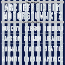 Laden Sie das Bild in den Galerie-Viewer, Custom Navy Silver-White Stripe Sports Sublimation Soccer Uniform Jersey