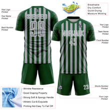 Laden Sie das Bild in den Galerie-Viewer, Custom Green Gray-White Stripe Sports Sublimation Soccer Uniform Jersey