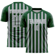 Laden Sie das Bild in den Galerie-Viewer, Custom Green Gray-White Stripe Sports Sublimation Soccer Uniform Jersey