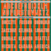 Load image into Gallery viewer, Custom Kelly Green Orange-White Stripe Sports Sublimation Soccer Uniform Jersey