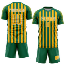 Charger l'image dans la galerie, Custom Kelly Green Gold-White Stripe Sports Sublimation Soccer Uniform Jersey