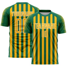 Charger l'image dans la galerie, Custom Kelly Green Gold-White Stripe Sports Sublimation Soccer Uniform Jersey