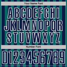 Laden Sie das Bild in den Galerie-Viewer, Custom Teal Navy-White Stripe Sports Sublimation Soccer Uniform Jersey