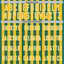 Laden Sie das Bild in den Galerie-Viewer, Custom Teal Gold-White Stripe Sports Sublimation Soccer Uniform Jersey