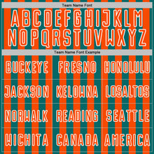 Load image into Gallery viewer, Custom Teal Orange-White Stripe Sports Sublimation Soccer Uniform Jersey