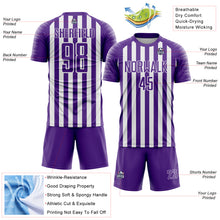 Laden Sie das Bild in den Galerie-Viewer, Custom Purple White Stripe Sports Sublimation Soccer Uniform Jersey