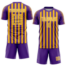 Load image into Gallery viewer, Custom Purple Gold-White Stripe Sports Sublimation Soccer Uniform Jersey