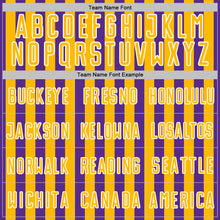 Load image into Gallery viewer, Custom Purple Gold-White Stripe Sports Sublimation Soccer Uniform Jersey