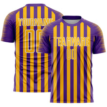 Load image into Gallery viewer, Custom Purple Gold-White Stripe Sports Sublimation Soccer Uniform Jersey