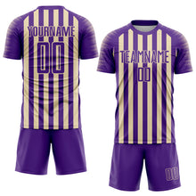 Charger l'image dans la galerie, Custom Purple Cream Stripe Sports Sublimation Soccer Uniform Jersey