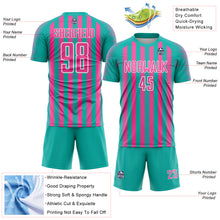 Load image into Gallery viewer, Custom Aqua Pink-White Stripe Sports Sublimation Soccer Uniform Jersey