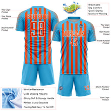 Load image into Gallery viewer, Custom Sky Blue Orange-White Stripe Sports Sublimation Soccer Uniform Jersey