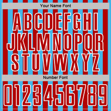 Load image into Gallery viewer, Custom Sky Blue Red-White Stripe Sports Sublimation Soccer Uniform Jersey