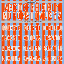 Load image into Gallery viewer, Custom Light Blue Orange-White Stripe Sports Sublimation Soccer Uniform Jersey