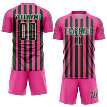 Load image into Gallery viewer, Custom Pink Green-White Stripe Sports Sublimation Soccer Uniform Jersey