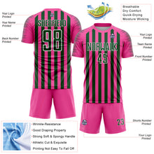 Load image into Gallery viewer, Custom Pink Green-White Stripe Sports Sublimation Soccer Uniform Jersey