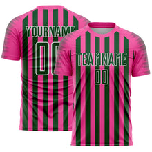 Load image into Gallery viewer, Custom Pink Green-White Stripe Sports Sublimation Soccer Uniform Jersey
