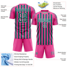 Load image into Gallery viewer, Custom Pink Teal-White Stripe Sports Sublimation Soccer Uniform Jersey