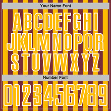 Load image into Gallery viewer, Custom Burgundy Gold-White Stripe Sports Sublimation Soccer Uniform Jersey