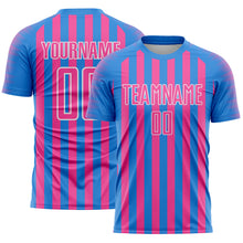Load image into Gallery viewer, Custom Powder Blue Pink-White Stripe Sports Sublimation Soccer Uniform Jersey