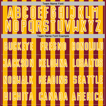 Load image into Gallery viewer, Custom Crimson Gold-White Stripe Sports Sublimation Soccer Uniform Jersey