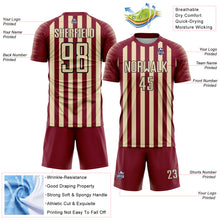Load image into Gallery viewer, Custom Crimson Cream-Black Stripe Sports Sublimation Soccer Uniform Jersey