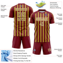 Load image into Gallery viewer, Custom Crimson Old Gold-White Stripe Sports Sublimation Soccer Uniform Jersey