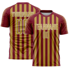 Load image into Gallery viewer, Custom Crimson Old Gold-White Stripe Sports Sublimation Soccer Uniform Jersey