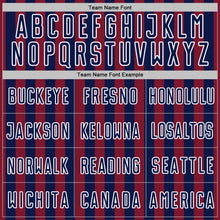 Load image into Gallery viewer, Custom Crimson Navy-White Stripe Sports Sublimation Soccer Uniform Jersey