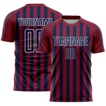 Load image into Gallery viewer, Custom Crimson Navy-White Stripe Sports Sublimation Soccer Uniform Jersey