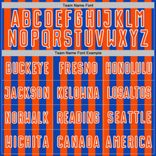 Load image into Gallery viewer, Custom Thunder Blue Orange-White Stripe Sports Sublimation Soccer Uniform Jersey