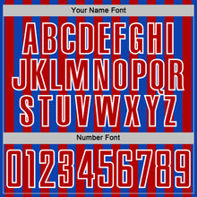 Load image into Gallery viewer, Custom Thunder Blue Red-White Stripe Sports Sublimation Soccer Uniform Jersey
