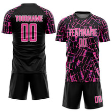 Загрузить изображение в средство просмотра галереи, Custom Black Pink-White Abstract Line Sports Sublimation Soccer Uniform Jersey