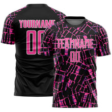 Загрузить изображение в средство просмотра галереи, Custom Black Pink-White Abstract Line Sports Sublimation Soccer Uniform Jersey