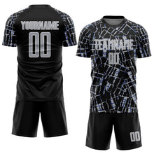 Charger l'image dans la galerie, Custom Black Gray-White Abstract Line Sports Sublimation Soccer Uniform Jersey