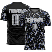 Charger l'image dans la galerie, Custom Black Gray-White Abstract Line Sports Sublimation Soccer Uniform Jersey