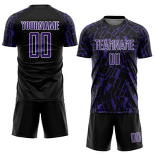 Загрузить изображение в средство просмотра галереи, Custom Black Purple-White Abstract Line Sports Sublimation Soccer Uniform Jersey