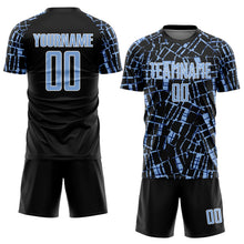 Load image into Gallery viewer, Custom Black Light Blue-White Abstract Line Sports Sublimation Soccer Uniform Jersey